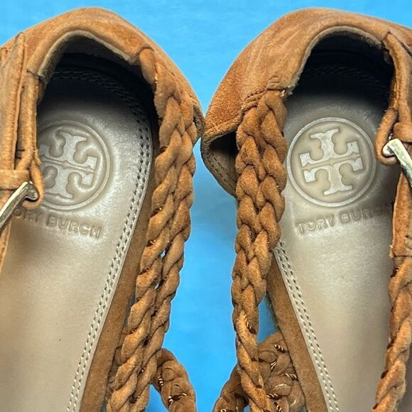 Tory Burch Bailey Braided Ankle Strap SOHO Lux Suede Espadrille Wedge Sandals 9 - Picture 11 of 13